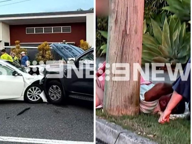 Scenes from Ezra Mam's crash, according to Channel 9.