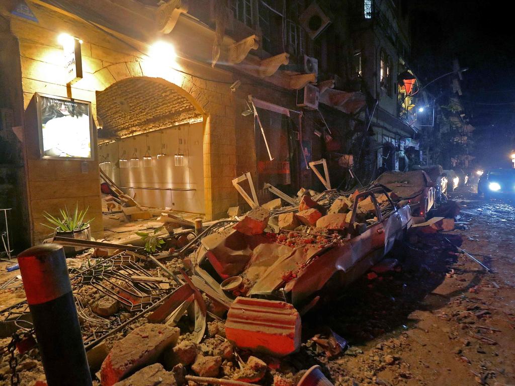 Devastation in the Gemmayzeh area in the centre of Lebanon's capital Beirut. Picture: AFP