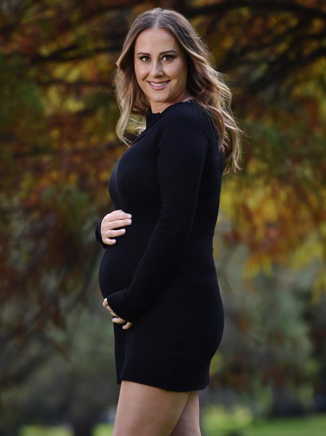 Gillies shows off her baby bump. Picture: Nicki Connolly