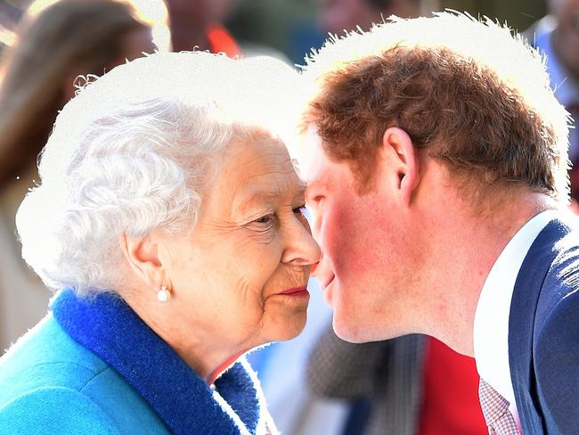 Queen Elizabeth II and Prince Harry on May 18, 2015 in London, England. Picture: Getty Images