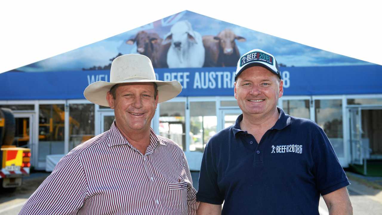 Blair Angus- Chairman and Denis Cox, CEO, at Beef Australia 2018. Picture: Allan Reinikka ROK030518abeef1