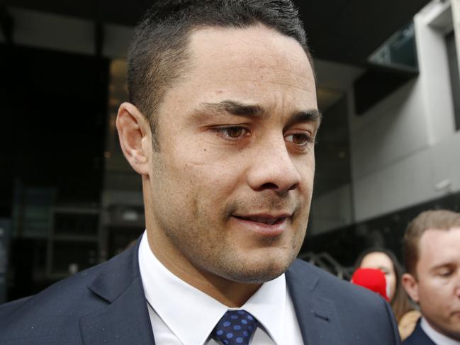 Former rugby league star Jarryd Hayne leaves Newcastle Court, Wednesday, July 3, 2019. The 31-year-old faces two counts of aggravated sexual assault against a woman in the NSW Hunter Valley in 2018. (AAP Image/Darren Pateman) NO ARCHIVING