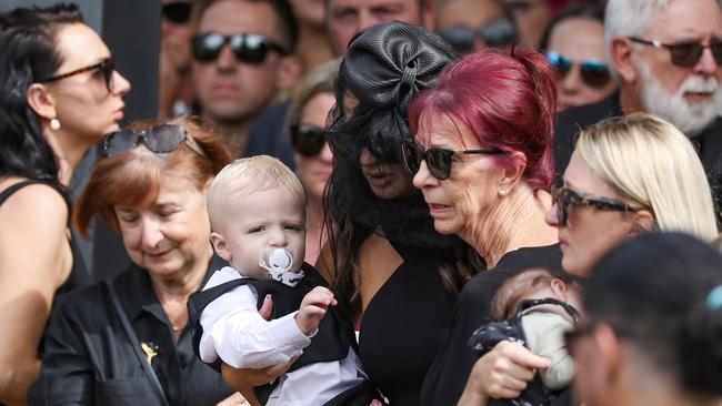 Ash Jenkinson’s family at his funeral. Picture: NIGEL HALLETT