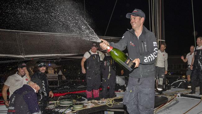 Herman Winning celebrating Andoo Comanche’s win in the last Sydney to Hobart.