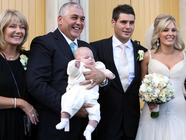 Family portrait: Cheryl, Mick, Damien, Fiona and baby Dominic.