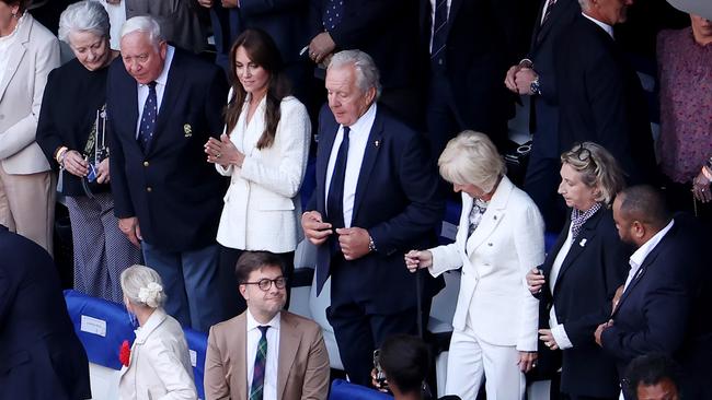 Princess Kate mixing it with the big wigs of world rugby in the stands. (Photo by Cameron Spencer/Getty Images)