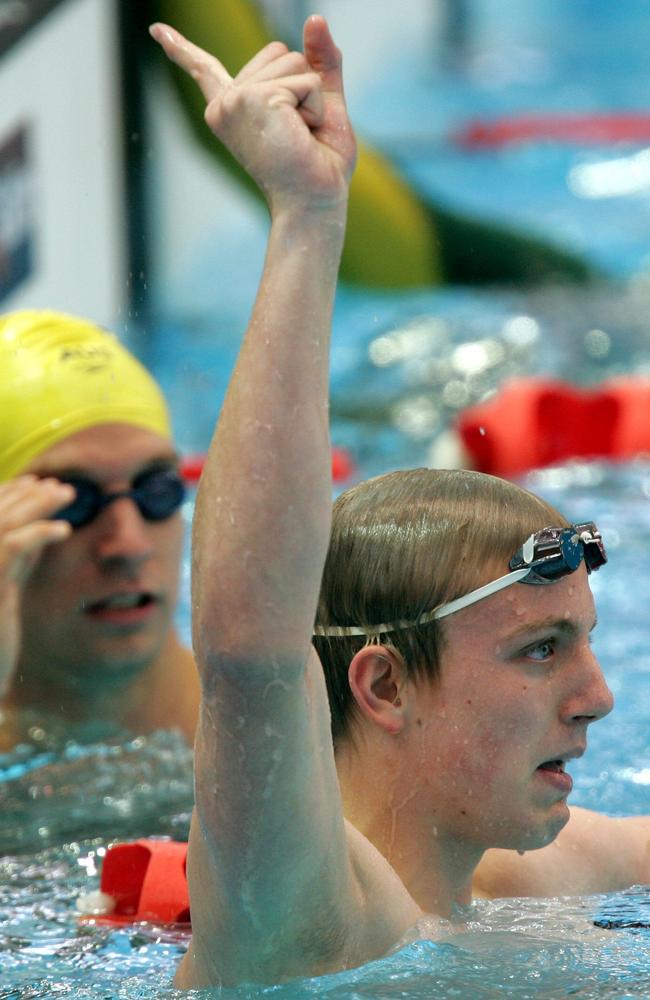 Matt Cowdrey celebrates a win in Melbourne in 2006.