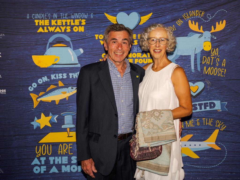 Simon Pearl and Pam Crawford at the opening night function for The Empire's Come From Away at The Rock, Friday, March 14, 2025. Picture: Hey Media