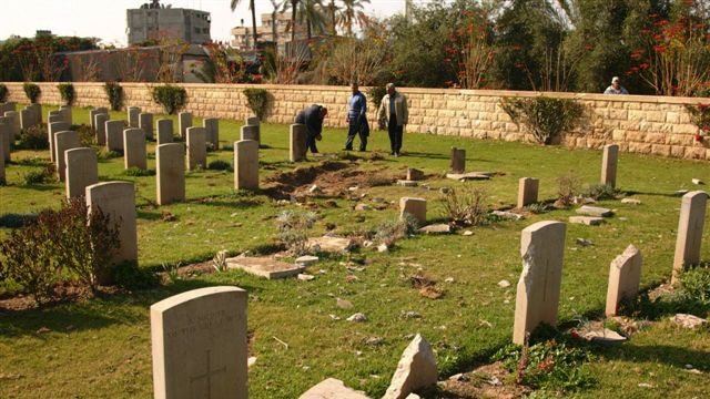 Headstones at the Gaza war cemetery that have been damaged in the past years during fighting between Israel and Hamas militants. Picture: Supplied