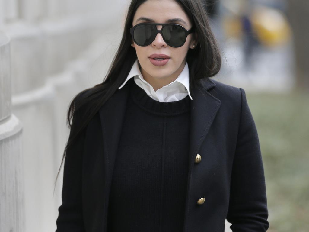 El Chapo’s wife Emma Coronel Aispuro has been faithfully attending the Mexican drug kingpin’s massive trial at a New York court. Picture: AP Photo/Seth Wenig 