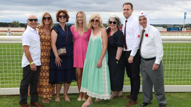 Nick McIntosh, Michelle McIntosh, Emily Smith, Melissa Graco, Simone Duthie, Anne-Marie Seare, Sam Turner, Vincent Heley attend the Ballarat Cup. Picture: Brendan Beckett