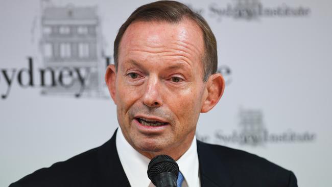 Former prime minister Tony Abbott addresses the Sydney Institute. Picture: AAP