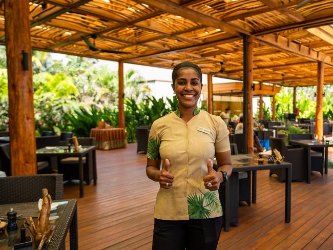 The very welcoming staff at Lomani Resort Fiji.