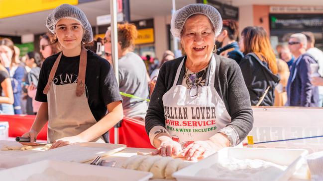 Chiara Sabia and Irena Fogolin make pasta at Ferragosto. Picture: Ben Williams Photography