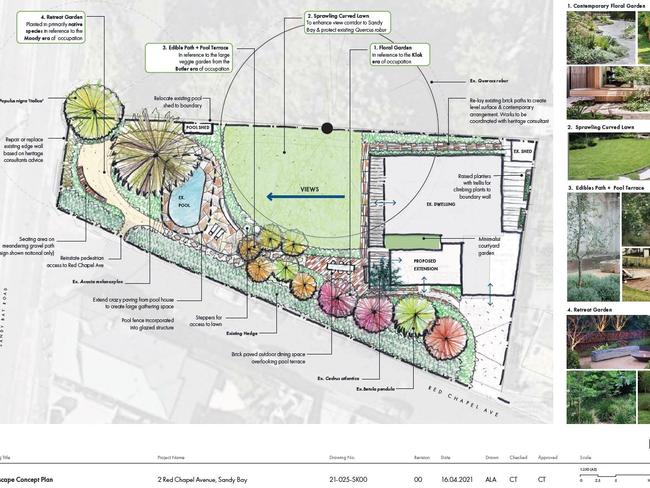 The proposed development application landscape drawing for 2 Red Chapel Ave, Sandy Bay. Source: SUPPLIED.