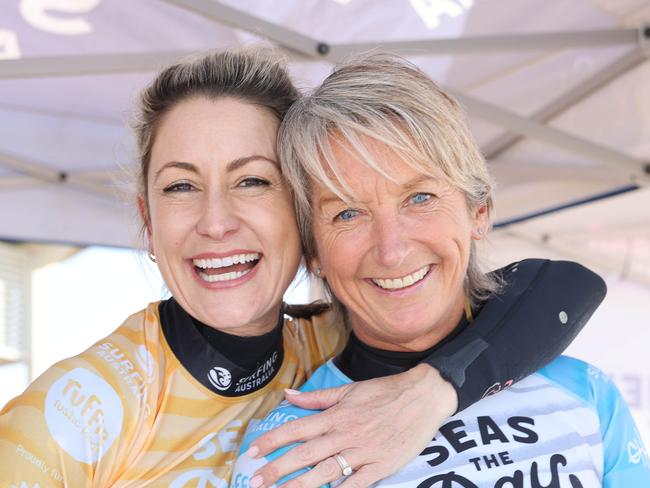 Liz Cantor and Layne Beachley at Seas The Day Womens Surf Festival at Kingscliff for Gold Coast at Large. Picture, Portia Large.