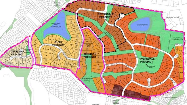 The precincts which can be developed in the Oxenford "investigation area" being considered by the Gold Coast City Council.