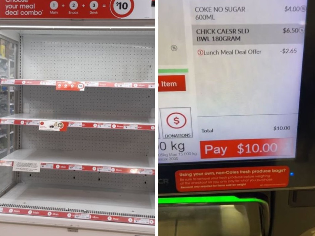 Coles $10 lunch meal deal combo. Picture: TikTok/