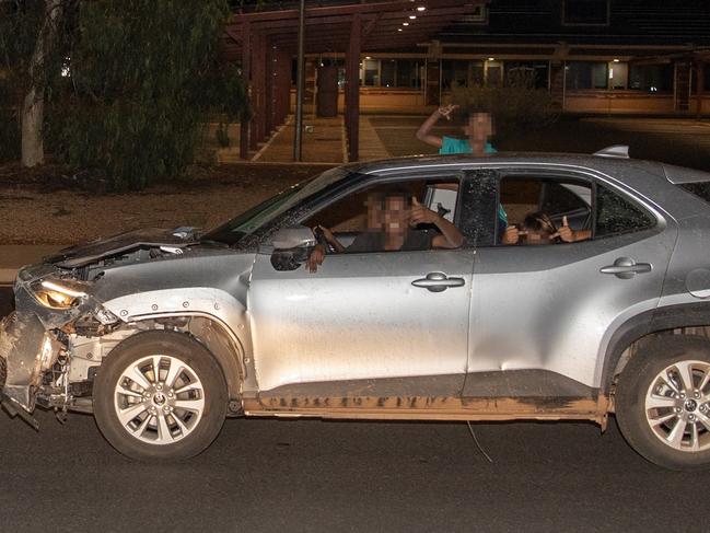 14-02-2024 - Children of Alice Springs, aged 10, 11 and 13 take a stolen Toyota Rav 4 for a joyride in the streets. Picture: Liam Mendes / The Australian