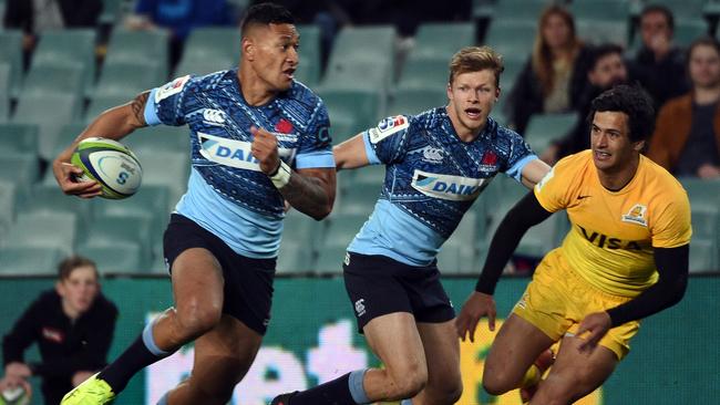 Israel Folau is always a threat for defenders when he has the ball in hand.