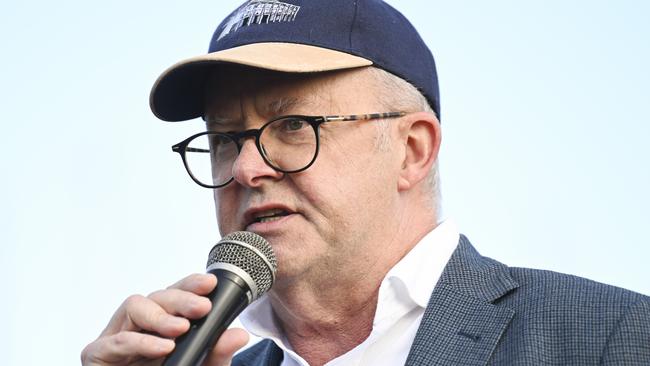 CANBERRA, Australia, NewsWire Photos. April 28, 2024: Prime Minister Anthony Albanese speaks at the No More! National Rally Against Violence march at Parliament House in Canberra, as 29 Women have been killed as a result of violence by men already this year. NCA NewsWire / Martin Ollman