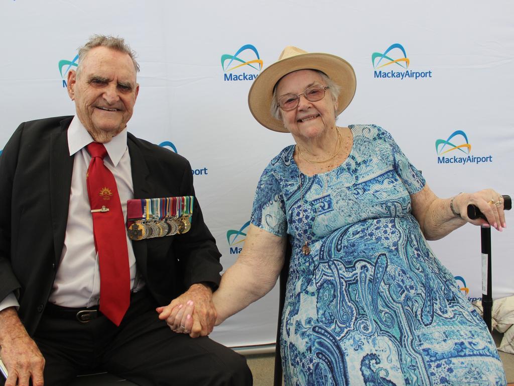Keith Payne and wife Flo at the Mackay Airport Hall of Fame induction ceremony on Friday, December 9, 2022. Picture: Andrew Kacimaiwai.