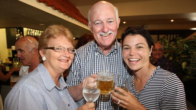 Labor MPs Christine Smith, Peter Lawlor and Peta Kaye Croft celebrate their win with a drink at Cav's Steakhouse at Labrador in 2009.