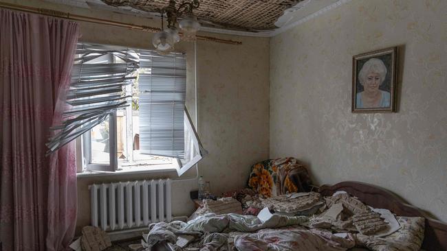 One of the weekend’s drone attacks left a home in Odesa, Ukraine, in disarray on Sunday. Picture: AFP