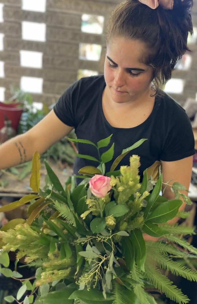 Florist of 20 years Emily Mastropaolo, of Starcut Flowers, is working on what will become a beautiful Valentine’s Day bouquet. Picture: Janessa Ekert