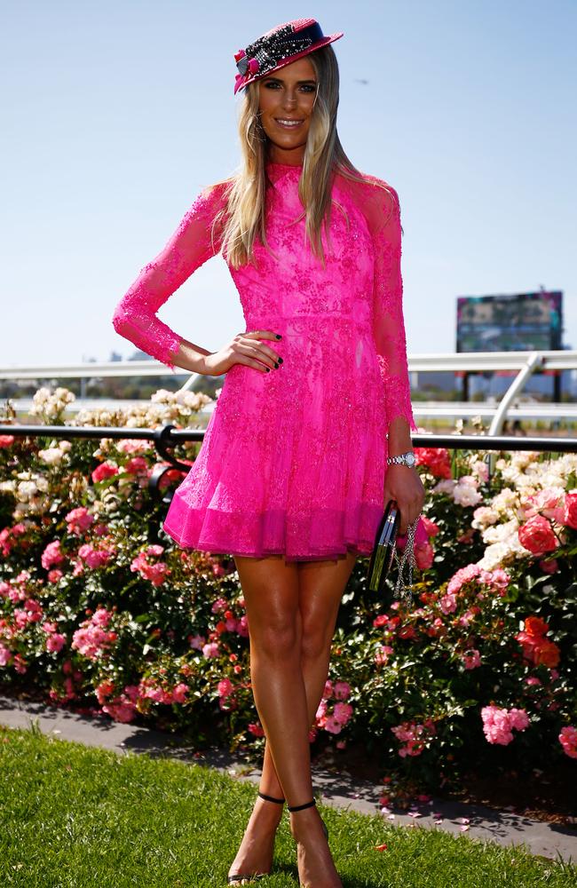 Myer Fashions on the Field Ambassador Georgia Connolly poses on Melbourne Cup Day at Flemington Racecourse on November 3, 2015 in Melbourne, Australia. Picture: Zak Kaczmarek/Getty Images for the VRC