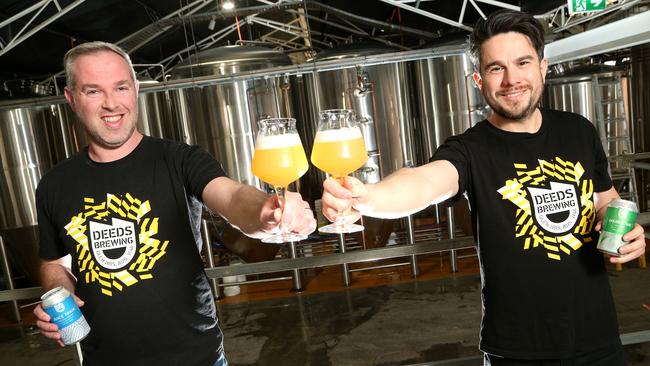 Deeds Brewery’s David Milstein and Patrick Ale have begun work on its taphouse in Glen Iris. Picture: Hamish Blair