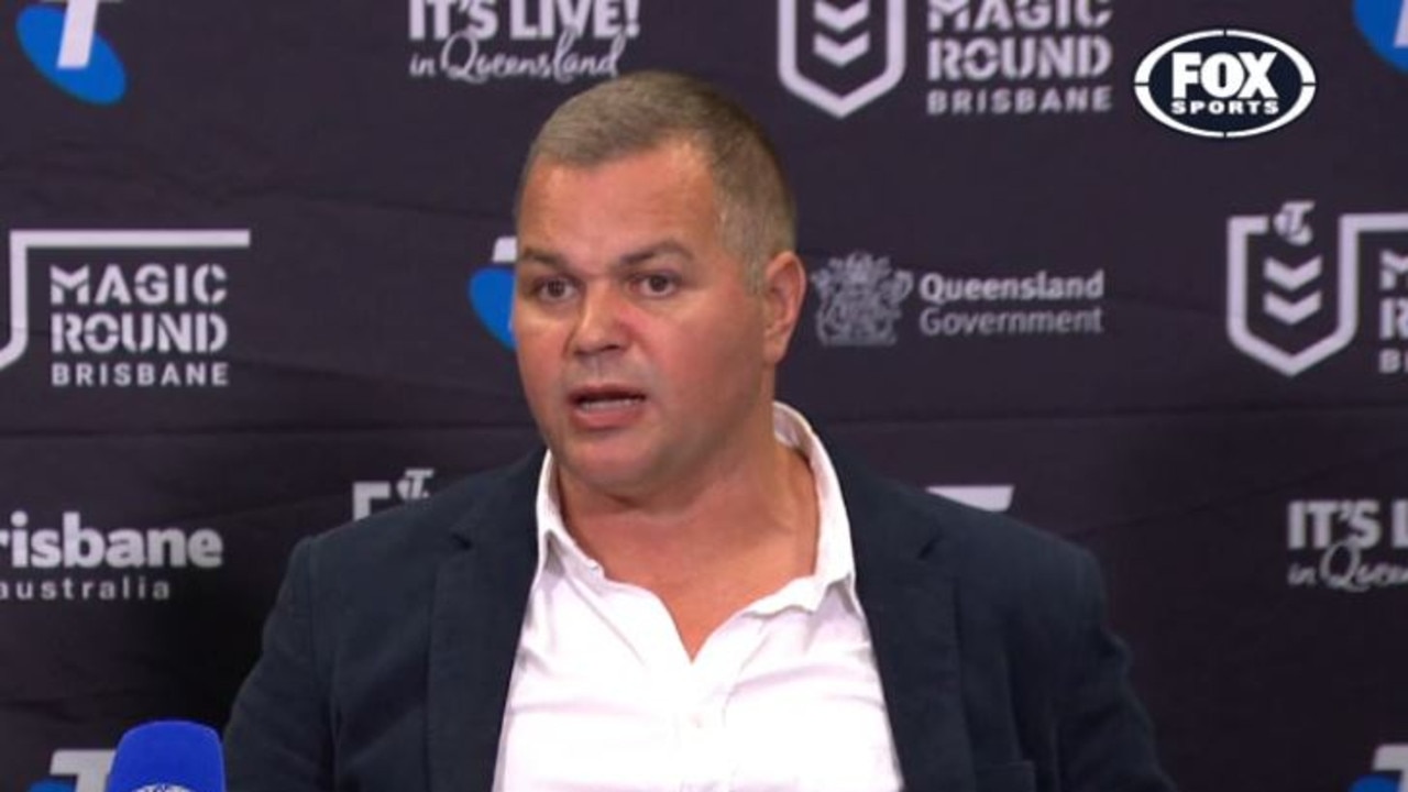 Anthony Seibold speaks to reporters.