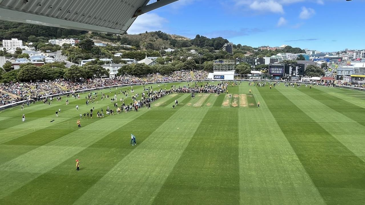 Cricket fans allowed on the ground during lunch break. X/@collinsadam