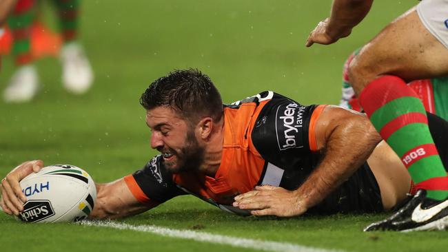 James Tedesco scored a superb try for the Wests Tigers. Picture: Brett Costello