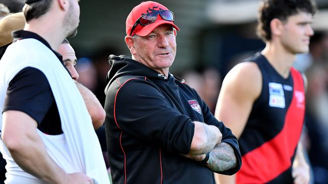 Riddell coach Arron Bray watches on. Picture: Josh Chadwick