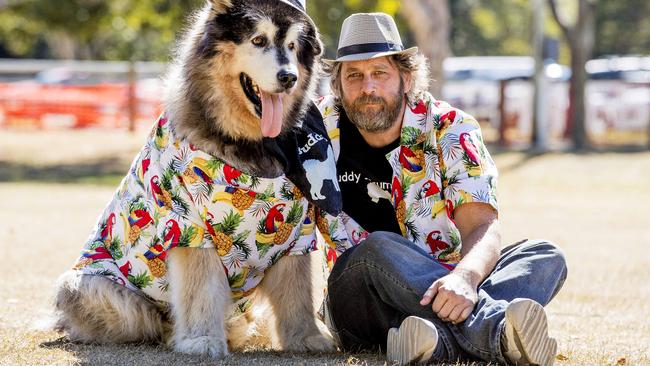 Russ Ellom with Buddy at Paws at the Park held at Mudgeeraba showground on Sunday. Picture: Jerad Williams