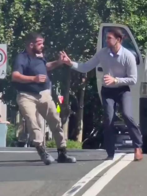 The fight was captured at an intersection on William St in Woolloomooloo. Picture: Instagram
