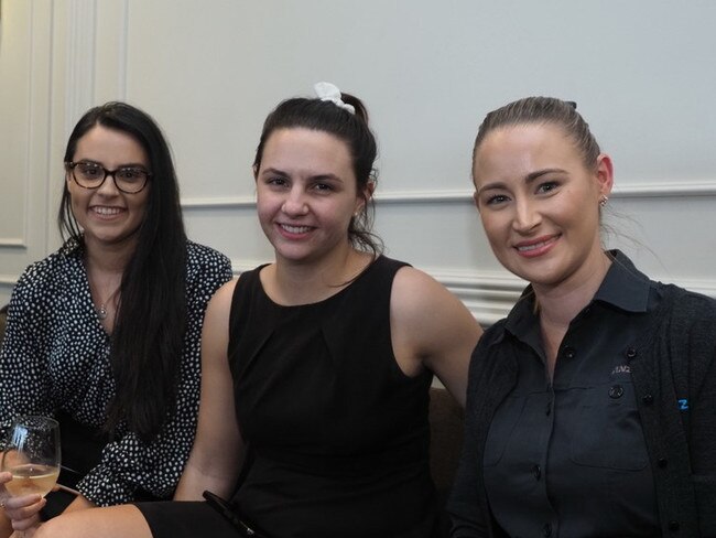 SOCIAL MEDIA IMAGE DISCUSS USE WITH YOUR EDITOR - Tam Hage, Amilia Stewart, Naomi Schultie at the Young Professionals catch up