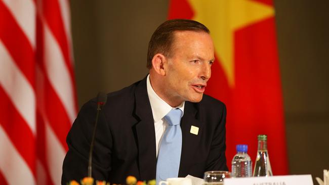 Australian Prime Minister Tony Abbott meets with leaders of Trans-Pacific Partnership Agreement at the US Embassy in Beijing.