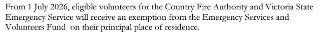 The December 13 Budget update twice states the volunteer exemption will not come into effect until July 1, 2026.