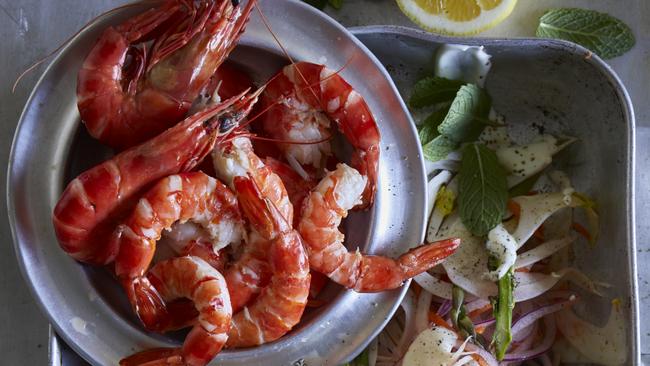 Delish: prawns with fennel coleslaw. Picture: Guy Bailey