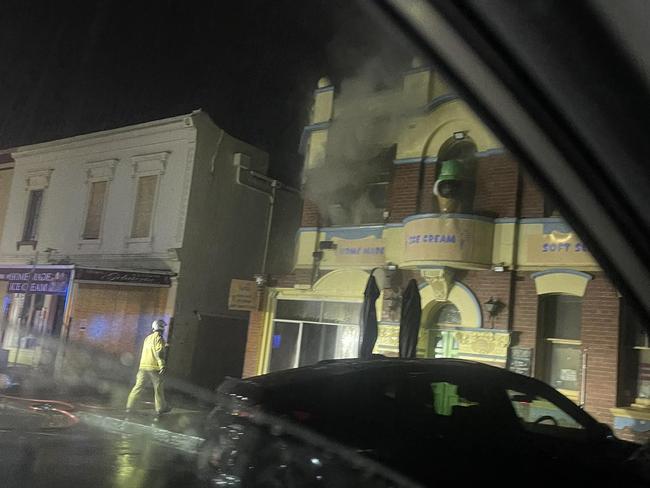 Suspicious fire at Willi ice cream shop in Williamstown. The business was firebombed one year ago then moved next door. Picture: Supplied