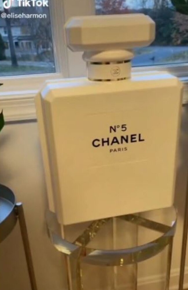 The $1300 calendar is designed in the shape of a Chanel No 5 perfume bottle. Picture: TikTok/@eliseharmon