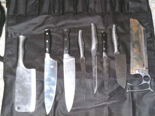 Jemma Lilley’s knife collection which included a bone saw (right). Picture: WA Police.