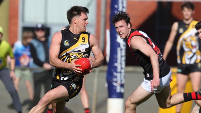 Kieran Lovell finished with 20 disposals and three goals in the grand final to win the Baldock medal as best on ground. Picture: Nikki Davis-Jones