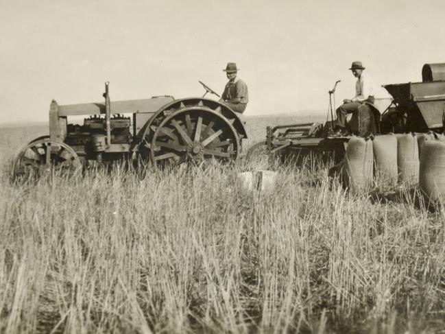 A Massey-Harris header being used in the 1940s. Picture: The Chronicle Archives