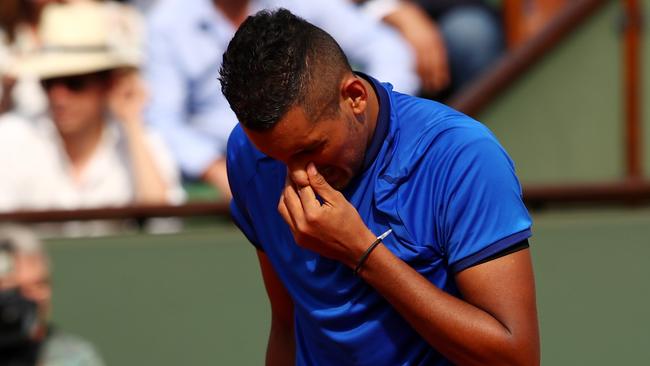 Nick Kyrgios has been fined for an audible obscenity during his third-round loss.