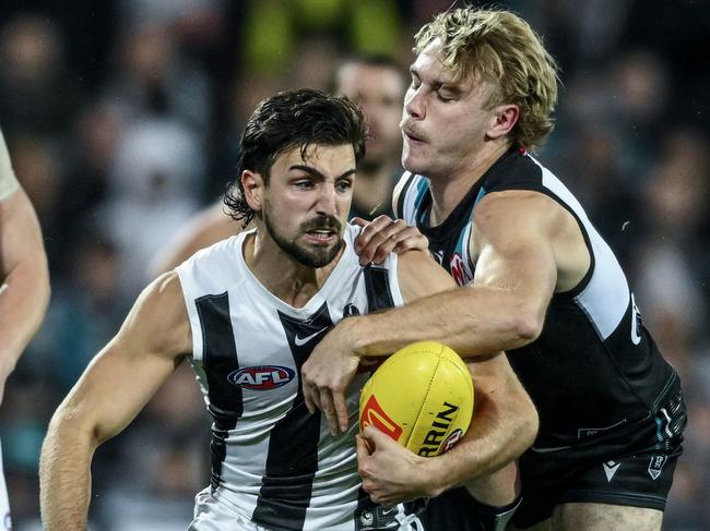 The Pies and Power clash at the MCG. Picture: Getty Images