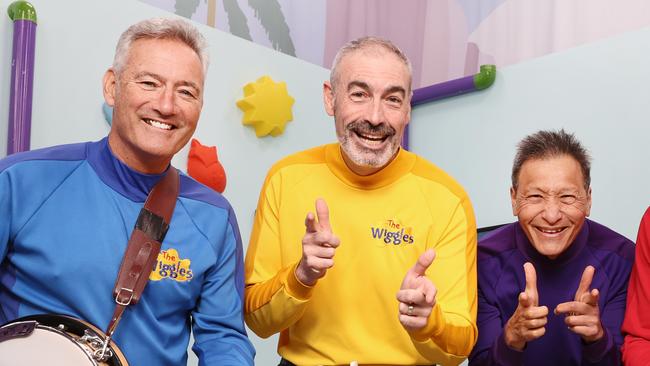 DAILY TELEGRAPH 21 OCT 2021Pictured at Wiggle HQ at Bella Vista in Sydney is the original line up of The Wiggles, Anthony Field, Greg Page, Jeff Fatt, and Murray Cook ahead of their over 18's tour.Picture: Richard Dobson