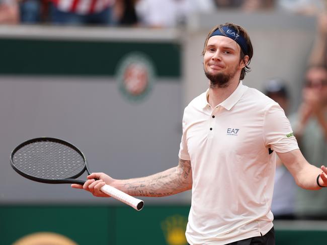 Alexander Bublik of Kazakhstan, nicknamed ‘Kazakh Kyrgios’ by Thanasi Kokkinakis, came back to defeat De Minaur in a five set epic. Picture: Getty Images